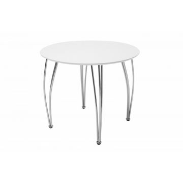 Masa rotunda din MDF Alb/Crom de 4-6 persoane D90cm Arrondi