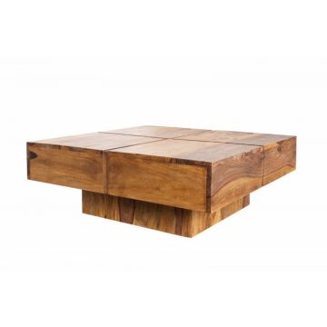 Masuta de cafea patrata din lemn masiv Maro L80xH35cm Bolt