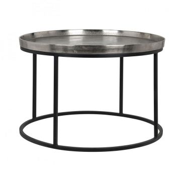 Masuta de cafea rotunda din Aluminiu si Metal Gri/Negru D70xH45cm Lyam Richmond Interiors