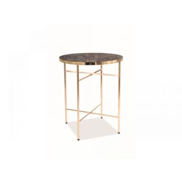 Masuta de cafea rotunda din marmura artificiala si Metal Maro/Auriu D42xH51cm Ibiza