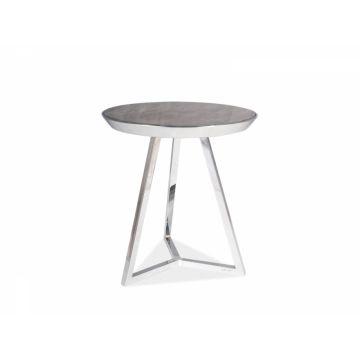 Masuta de cafea Rotunda din Sticla securizata si Metal Gri/Argintiu D42xH45cm Temida
