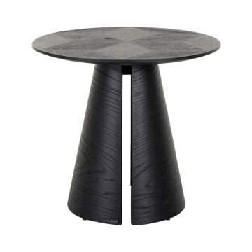 Masuta de colt Rotunda din Lemn de stejar Negru D58xH52cm Blax