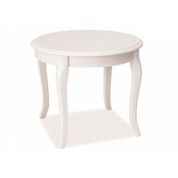 Masuta de colt Rotunda din MDF si Lemn Alb D60xH50cm Royal