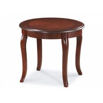 Masuta de colt Rotunda din MDF si Lemn Maro D60xH50cm Royal