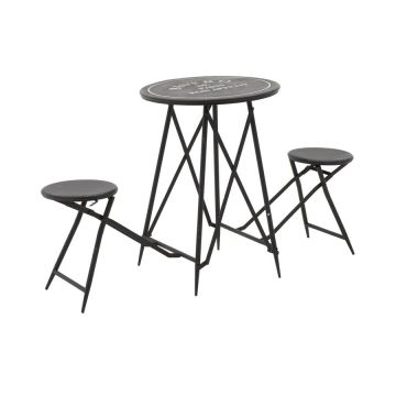 Set masuta si scaune exterior, Metal, Negru, Otto Set masuta si scaune exterior, Metal, Negru, Otto