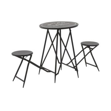 Set masuta si scaune exterior, Metal, Negru, Otto