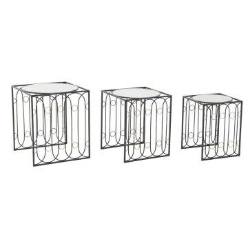 Shirley Set 3 masute, Metal, Negru Shirley Set 3 masute, Metal, Negru