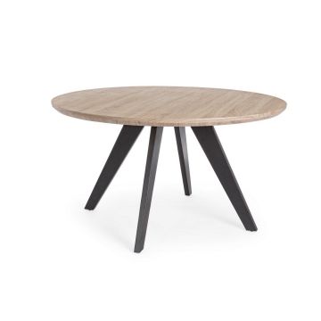 Masa rotunda din MDF si metal Henry Natural / Negru, Ø134xH76 cm