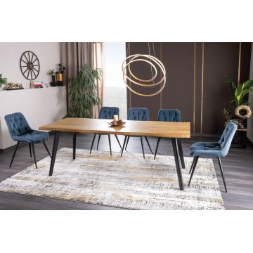 Masa extensibila dreptunghiulara din MDF si Metal Maro/Negru Fresno L150-210xH76cm