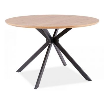 Masa rotunda din Furnir de stejar Maro/Negru de 4-6 persoane D120cm Aster