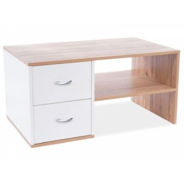 Masuta de cafea Dreptunghiulara din PAL Alb/Maro L100xH50cm Helen