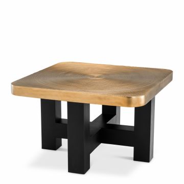 Masuta de cafea Patrata din Lemn de mahon si Aluminiu Negru/Auriu L65xH41cm Agoura