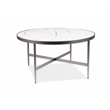 Masuta de cafea Rotunda din MDF si Metal Alb/Gri D80xH42cm Dolores