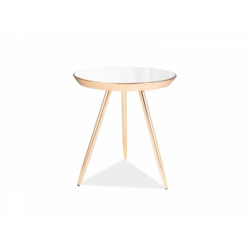 Masuta de colt Rotunda din Oglinda si Metal Auriu D41xH46cm Bora