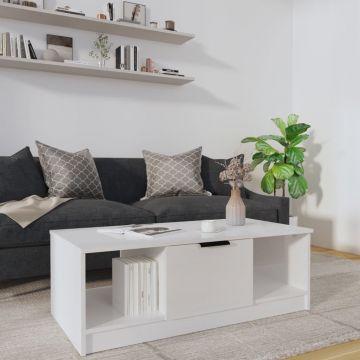 vidaXL Măsuță de cafea, alb extralucios, 102x50x36 cm, lemn compozit