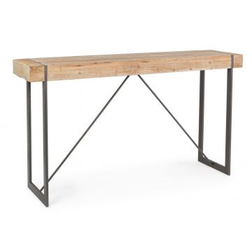 Masa de bar din lemn de brad si metal Garrett Natural / Negru, L200xl50xH110 cm