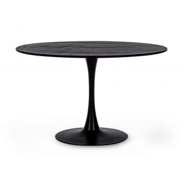 Masa rotunda din furnir, MDF si metal Bloom Large Negru, Ø120xH75 cm