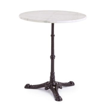 Masa rotunda din marmura si metal Loren Alb / Negru, Ø60xH71 cm