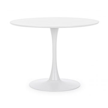 Masa rotunda din MDF si metal Bloom Small Alb, Ø100xH75 cm