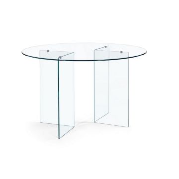 Masa rotunda din sticla Iride Transparent, Ø130xH75 cm