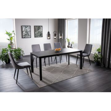 Masa extensibila dreptunghiulara din Ceramica si Metal Negru Metropol L120-180xH76cm