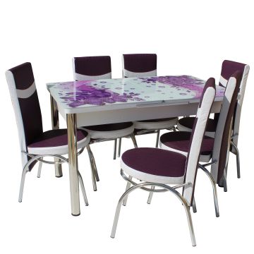 SET MASA STICLA CU 6 SCAUNE TIP 2-0034