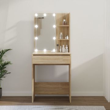 vidaXL Masă de toaletă cu LED, stejar sonoma, 60x40x140 cm