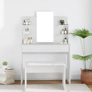 vidaXL Masă de toaletă cu oglindă, alb, 96x40x142 cm