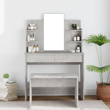 vidaXL Masă de toaletă cu oglindă, gri beton, 96x40x142 cm