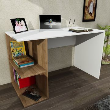 Birou Wooden Art, Elegance White Walnut, 120x75x60 cm