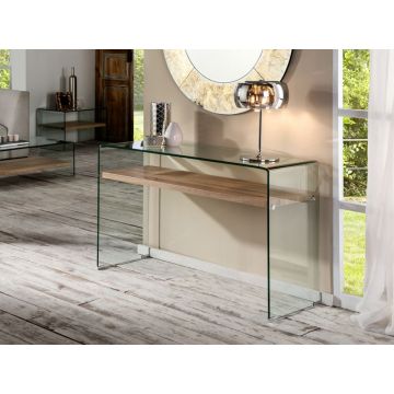 Consola din Sticla securizata transparent Sonoma L125xH76cm