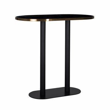 Masa de bar Ovala din Otel inoxidabil si Marmura artificiala Negru L120xH105cm Zenza Richmond Interiors