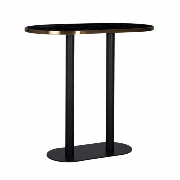 Masa de bar Ovala din Otel inoxidabil si Marmura artificiala Negru L120xH105cm Zenza Richmond Interiors