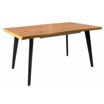 Masa Dreptunghiulara cu blat din MDF Maro si structura din Metal Negru de 8 persoane L120-180x80cm Fresno I