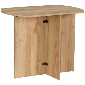 Masa pliabila HOMCOM pentru economisirea spatiului din lemn, pliabila, usor de curatat, PAL 90x60x74cm, stejar | Aosom Romania