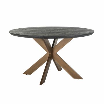 Masa Rotunda din Metal si Lemn de stejar Alama/Negru LxH76cm Blackbone Richmond Interiors