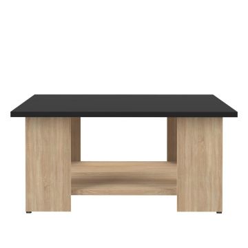 Măsuță de cafea în decor stejar cu blat negru 67x67 cm Square - TemaHome