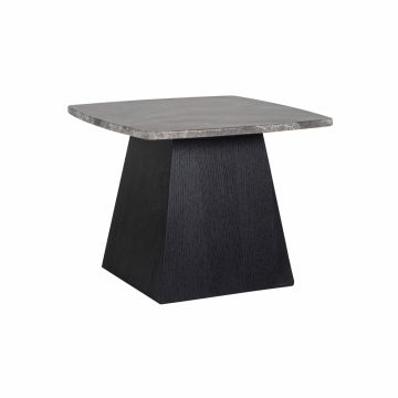 Masuta de colt Patrata din Marmura si Lemn Gri/Negru L60xH45cm Geisha