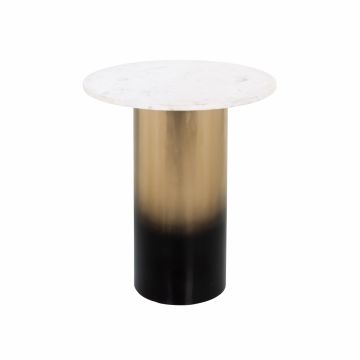 Masuta de colt Rotunda din Marmura si Metal Alb/Negru/Auriu D51xH59cm Alfie Richmond Interiors