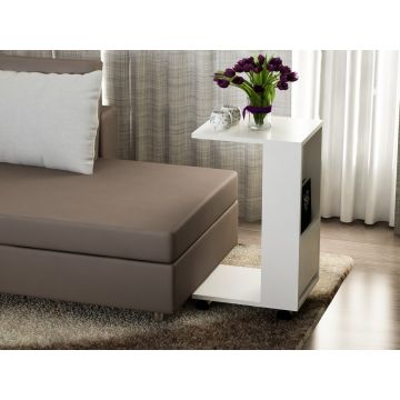 Masuta pentru living Afitab, Furny Home, 42x29.5x73.2 cm, alb