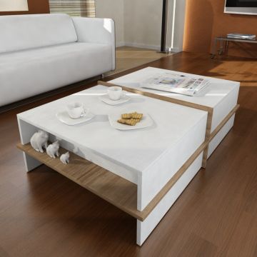 Masuta pentru living, Wooden Art, Plus White Walnut, 90x35x60 cm