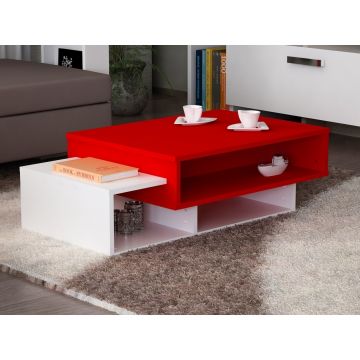 Masuta pentru living, Wooden Art, Tab White Red, 105x32x60 cm