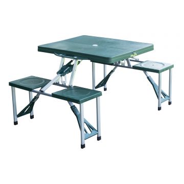 Outsunny Masa pentru Picnic cu 4 Scaune Pliabile tip Valiza in Aluminiu, Verde, 84.5x39x10cm