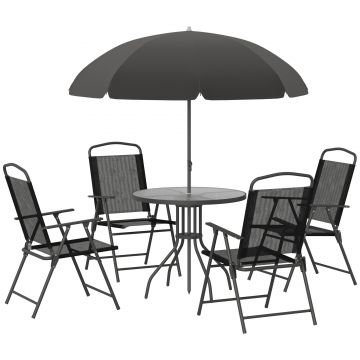 Outsunny Set masa si scaune de gradina 6 piese, negru | AOSOM RO