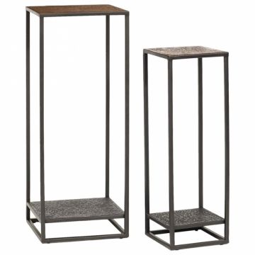 Set 2 masute de colt Patrata din Metal si Metal Multicolor L35xH90cm Wales