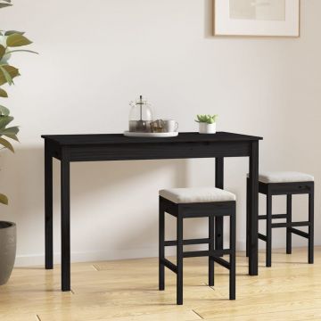 vidaXL Masă de sufragerie, negru, 110x55x75 cm, lemn masiv de pin