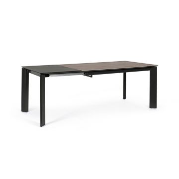 Masa extensibila Briva, Bizzotto, 140/200 x 90 x 76 cm, otel, gri/negru