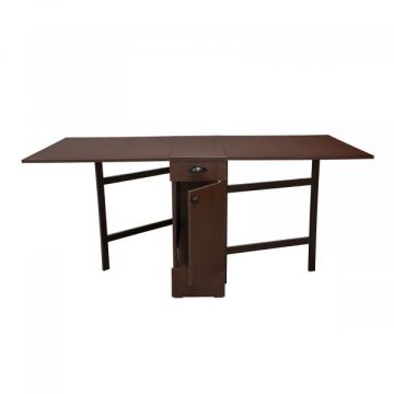 Masa plianta cu role si spatiu depozitare, 8 persoane, wenge, 92 180x92x80 cm