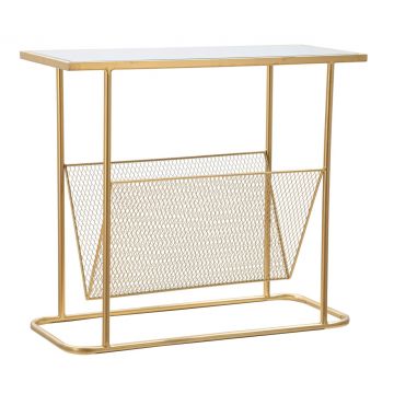 Masuta de cafea cu suport reviste Glam, Mauro Ferretti, 61x26x54 cm, fier, auriu