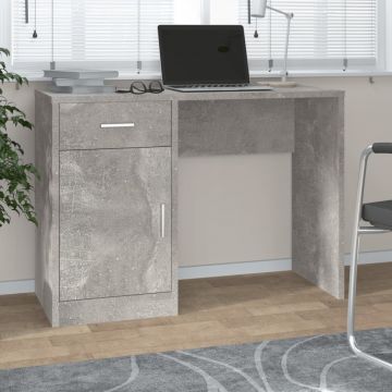 vidaXL Birou cu sertar și dulap, gri beton 100x40x73 cm lemn prelucrat